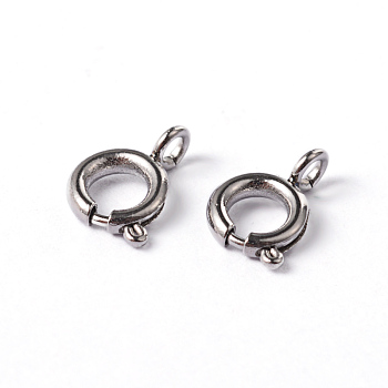 304 Stainless Steel Smooth Surface Spring Ring Clasps, Stainless Steel Color, 7.5x5x1.2mm, Hole: 1.5mm