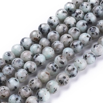 Natural Sesame Jasper/Kiwi Jasper Beads Strands, Round, 8.5mm, Hole: 1.2mm, about 47pcs/Strand, 15.35 inch(39cm)