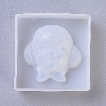 Puppy Silicone Molds, Resin Casting Molds, For UV Resin, Epoxy Resin Jewelry Making, Poodle Dog Head, White, 72x71x24mm