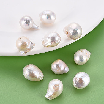 Natural Baroque Pearl Keshi Pearl Beads, Cultured Freshwater Pearl, No Hole/Undrilled, Nuggets, Seashell Color, 17~21x14~16x12~14mm