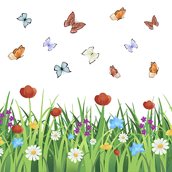 PVC Wall Stickers, Wall Decoration, Flower & Butterfly, Plant & Animal Pattern, 325x900mm, 2pcs/set