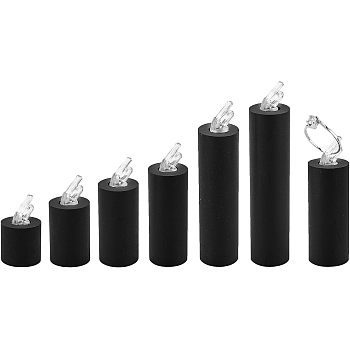 1 Set Acrylic Jewelry Finger Ring Displays Stands, Column, Black, 2x3.2~9.2cm, 7pcs/set