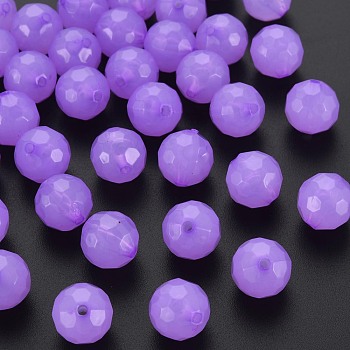 Imitation Jelly Acrylic Beads, Faceted, Round, Dark Orchid, 12x11.5mm, Hole: 1.8mm, about 560pcs/500g