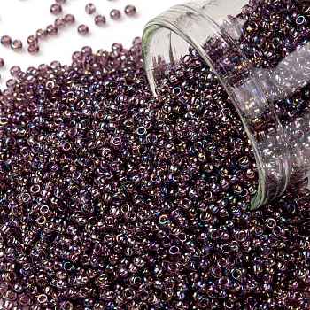 TOHO Round Seed Beads, Japanese Seed Beads, (166B) Transparent AB Medium Amethyst, 15/0, 1.5mm, Hole: 0.7mm, about 3000pcs/bottle, 10g/bottle