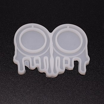 Halloween Theme DIY Pendant Silicone Molds, for Earring Makings, Resin Casting Molds, For UV Resin, Epoxy Resin Jewelry Making, Bleeding Round, White, 52x67x4mm, Hole: 1.5mm, Inner Diameter: 49x30mm