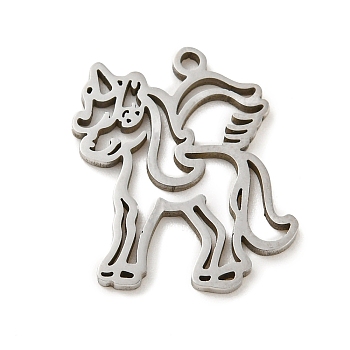 201 Stainless Steel Pendants, Laser Cut, Unicorn, Stainless Steel Color, 17x14x1mm, Hole: 1.2mm