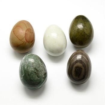 Mixed Stone Egg Stone, Pocket Palm Stone for Anxiety Relief Meditation Easter Decor, 48~51x35~38mm