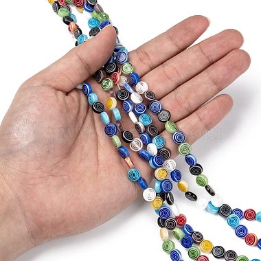 Flat Round Handmade Millefiori Glass Beads(LK-R004-50)-4