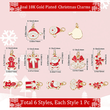 6Pcs 6 Style Real 18K Gold Plated Brass Enamel Pendants(KK-BBC0005-28)-2