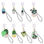 10Pcs Alloy Enamel Mobile Straps, with Plastic Mobile Dustproof Plugs, Cactus, Mixed Color, 87~103mm, 10pcs/set(HJEW-SW00132-04)