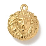 Ion Plating(IP) 304 Stainless Steel Pendants, Lion Charm, Real 18K Gold Plated, 24.5x19.5x8.5mm, Hole: 1x2mm(STAS-Q334-36G)