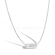 925 Sterling Silver Pendant Necklaces, Column with Word Good , Silver, 16.26 inch(41.3cm)(NJEW-M209-02)