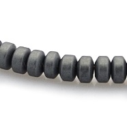 Matte Style Frosted Non-magnetic Synthetic Hematite Column Beads Strands, Black, 3x2.3mm, Hole: 1mm, about 180pcs/strand, 15.7 inch(G-M079-04)