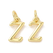 Brass Pendants, with Jump Ring, Letter Z, 10.5x6x1.5mm, Ring: 5x1mm, inner diameter: 3mm(KK-M273-03G-Z)