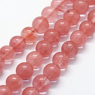 Cherry Quartz Glass Beads Strands, Round, 6mm, Hole: 0.8mm, about 63pcs/strand,  14.76 inch(37.5cm)(G-I199-28-6mm)