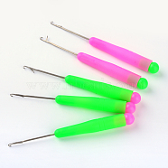 Platinum Plated Plastic Handle Steel Crochet Hooks Needles, Mixed Color, 146x14.5mm, pin: 0.8mm(X-TOOL-R101-02)