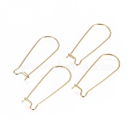 Ion Plating(IP) 304 Stainless Steel Hoop Earrings Findings Kidney Ear Wires, Golden, 21 Gauge, 33x13x0.7mm(X-STAS-L216-22A-G)