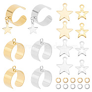 DIY Star Charm Cuff Ring Making Kit, Including 304 Stainless Steel Open Ring Findings & Charms, Stainless Steel Jump Rings, Golden & Stainless Steel Color, 36Pcs/box(DIY-UN0003-68)