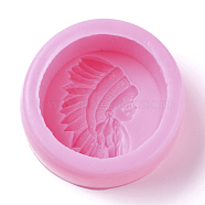 Food Grade Silicone Molds, Fondant Molds, For DIY Cake Decoration, Chocolate, Candy, Soap Making, Beautiful Girl, Deep Pink, 80x37~38mm, Inner Diameter: 62mm(DIY-L026-160)