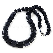 Synthetic Blue Goldstone Hexagon Prism Graduated Beaded Necklaces for Women Men, 19.49 inch(49.5cm)(NJEW-K388-03V)