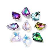 AB Color Plated Electroplate Glass Pendants, Faceted, Leaf, Mixed Color, 16x11x6mm, Hole: 1mm(EGLA-O003-06C-M)