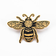 Bee Brooch, 201 Stainless Steel Insect Lapel Pin for Backpack Clothes, Nickel Free & Lead Free, Golden, 37.5x51x7mm, Pin: 0.7mm(JEWB-N007-012G-FF)
