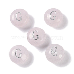 Natural Rose Quartz Beads, Rondelle with Letter, Letter G, 8.5~9x5~5.5mm, Hole: 1.2mm(G-L524-20G-01)