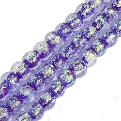 Handmade Foil Lampwork Beads Strands, Rondelle, Indigo, 10.5x8.5mm, Hole: 1mm, about 40pcs/strand, 12.99''(33cm)(FOIL-K003-04E)