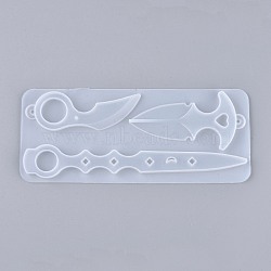 Self-Defense Keychain Silicone Molds, Resin Casting Molds, For UV Resin, Epoxy Resin Jewelry Making, Knife, White, 187x78x7mm, Inner Diameter: 92~181x27~49mm(X-DIY-I036-26)