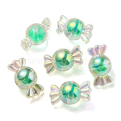 UV Plating Rainbow Iridescent Acrylic Beads, Two Tone Bead in Bead, Candy, Medium Sea Green, 15.5x29x15mm, Hole: 3mm(PACR-E001-01A)