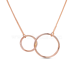SHEGRACE Trendy 925 Sterling Silver Necklace, with Interlocking Rings Pendant, Rose Gold, 17.7 inch(JN428B)