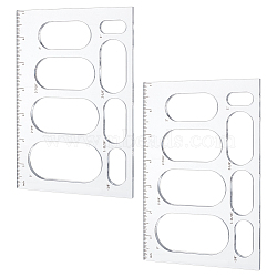 Multifunctional Acrylic Drawing Scale Ruler, Painting Stencils, for Student Painting Supplies, Craft Projects, Oval Pattern, 120x180x6mm, Inner Diameter: 11.5~52.5x13~57.5mm(DIY-WH0387-72D)