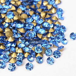 Back Plated Grade A Diamond Glass Pointed Rhinestone, Light Sapphire, 4.2~4.4mm, about 1440pcs/bag(RGLA-SS18-005)