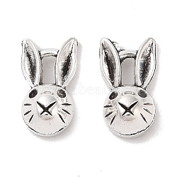 Tibetan Style Zinc Alloy Bunny Pendants, Lead Free & Cadmium Free, Rabbit Charms, Antique Silver, 13.6x7.7x5mm, Hole: 2mm, about 637pcs/500g(TIBEP-R334-037AS-RS)