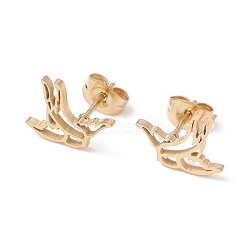Swallow Shape 304 Stainless Steel Stud Earrings for Women, Golden, 11x13mm, Pin: 0.7mm(EJEW-Z017-12G)