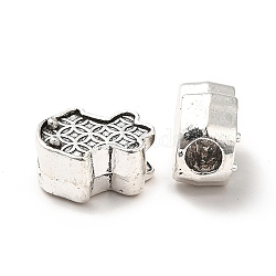 Tibetan Style Alloy European Beads, Large Hole Bead, Fish with Coin Pattern, Antique Silver, 11x13x7mm, Hole: 4mm, about 370pcs/1000g(PALLOY-M198-02AS)