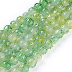 Spray Painted Glass Beads Strands, Round, Yellow Green, 8~8.5mm, Hole: 1.5mm, about 100pcs/strand, 31.1 inch(79cm)(X-GLAA-A038-C-80)