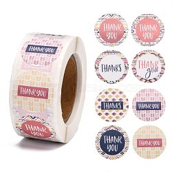 DIY Scrapbook, 1 Inch Thank You Stickers, Decorative Adhesive Tapes, Flat Round with Word Thank You, Colorful, 25mm, about 500pcs/roll(DIY-L028-A24)