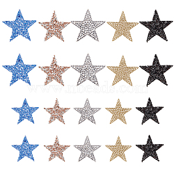 Nbeads 20Pcs 10 Style Rhinestone Star Cloth Iron On/Sew On Patches, Costume Accessories, Appliques, Mixed Color, 2pcs/style(DIY-NB0006-05)