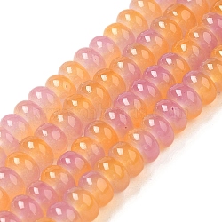 Baking Paint Glass Beads Strands, Rondelle, Orange, 8x4.5mm, Hole: 1.2mm, about 162pcs/strand, 29.92 inch(76cm)(DGLA-C003-01E)