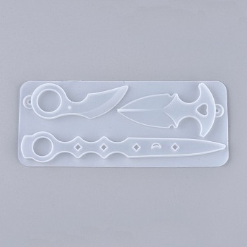 Self-Defense Keychain Silicone Molds, Resin Casting Molds, For UV Resin, Epoxy Resin Jewelry Making, Knife, White, 187x78x7mm, Inner Diameter: 92~181x27~49mm