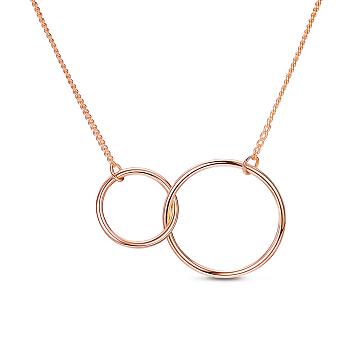 SHEGRACE Trendy 925 Sterling Silver Necklace, with Interlocking Rings Pendant, Rose Gold, 17.7 inch