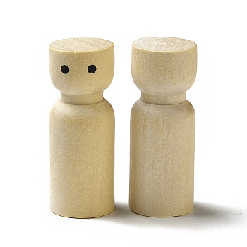 Unfinished Wooden Peg Dolls Display Decorations, for Painting Craft Art Projects, Beige, 18x46mm