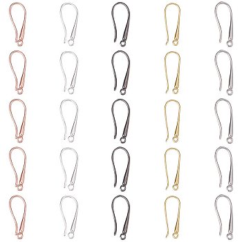 Brass Earring Hooks Findings, with Horizontal Loop, Mixed Color, 23x9x2.5mm, Hole: 2mm, 18 Gauge, Pin: 1mm, 10pcs/color, 50pcs/box