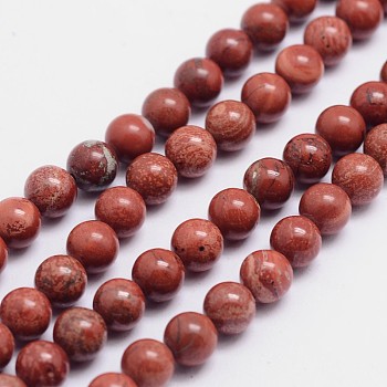 Round Natural Red Jasper Bead Strands, 6mm, Hole: 1mm, about 65pcs/strand, 15.74 inch
