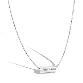 925 Sterling Silver Pendant Necklaces, Column with Word Good , Silver, 16.26 inch(41.3cm)