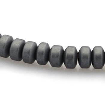 Matte Style Frosted Non-magnetic Synthetic Hematite Column Beads Strands, Black, 3x2.3mm, Hole: 1mm, about 180pcs/strand, 15.7 inch