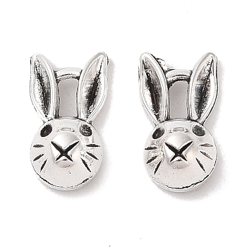 Tibetan Style Zinc Alloy Bunny Pendants, Lead Free & Cadmium Free, Rabbit Charms, Antique Silver, 13.6x7.7x5mm, Hole: 2mm, about 637pcs/500g