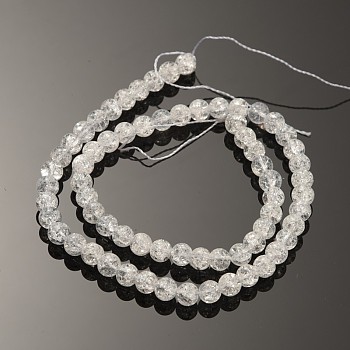 Synthetic Crackle Quartz Round Beads Strands, Clear, 8mm, Hole: 1.2mm, about 50pcs/strand, 15 inch
