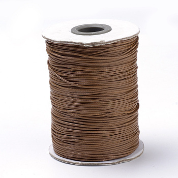 Braided Korean Waxed Polyester Cords, Saddle Brown, 0.8mm, about 87.48 yards(80m)/roll